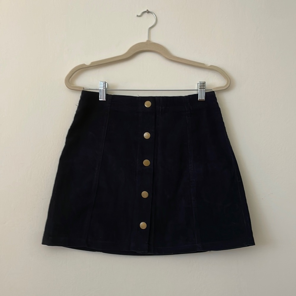 Topshop Navy Blue Corduroy Mini Skirt